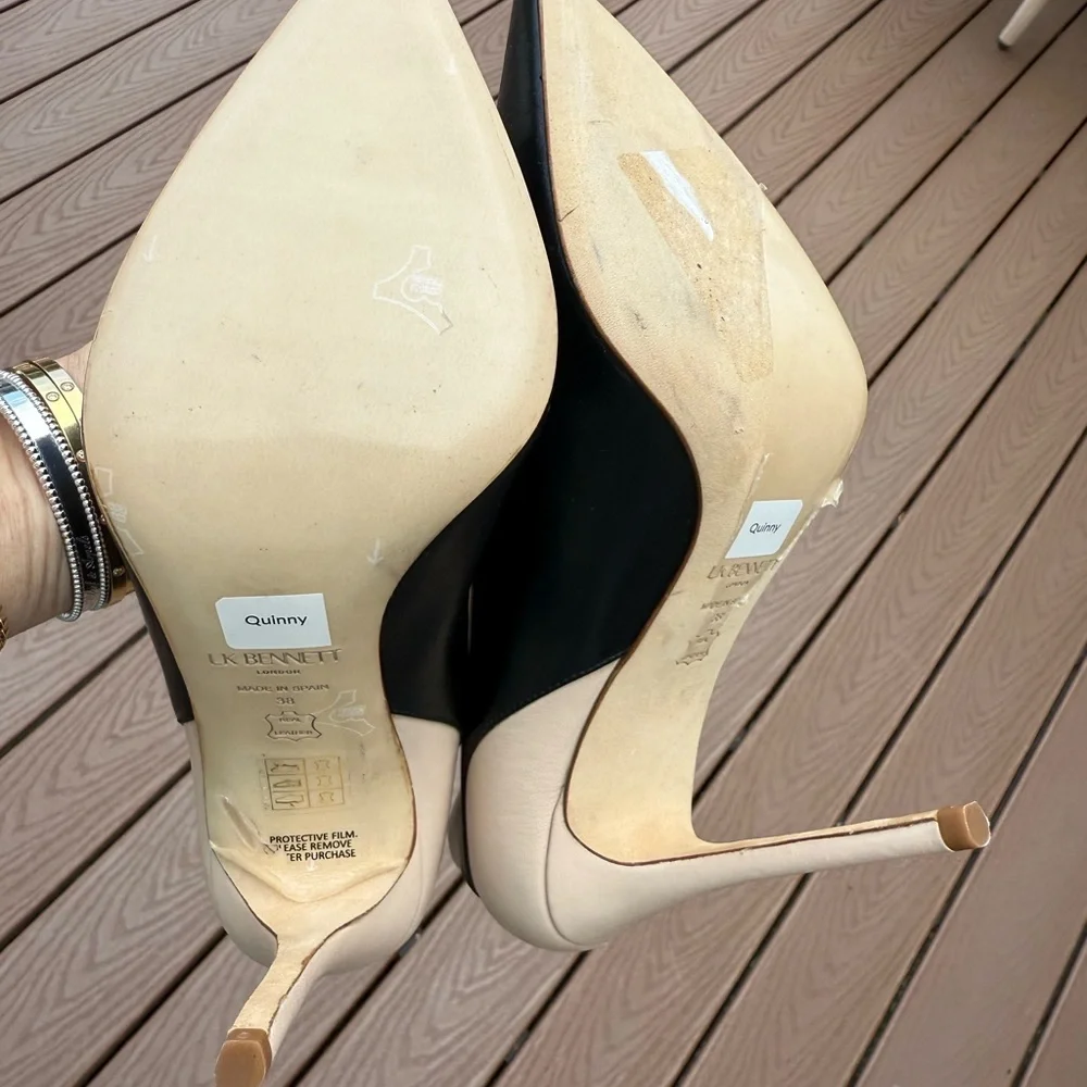 LK Bennett Black and Cream Topline Heels NEW - Picture 8 of 11